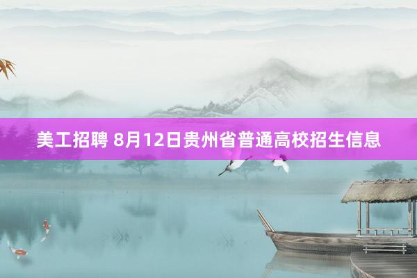 美工招聘 8月12日贵州省普通高校招生信息