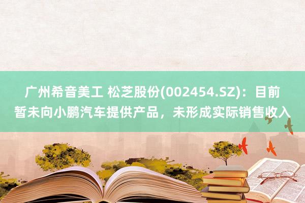 广州希音美工 松芝股份(002454.SZ)：目前暂未向小鹏汽车提供产品，未形成实际销售收入